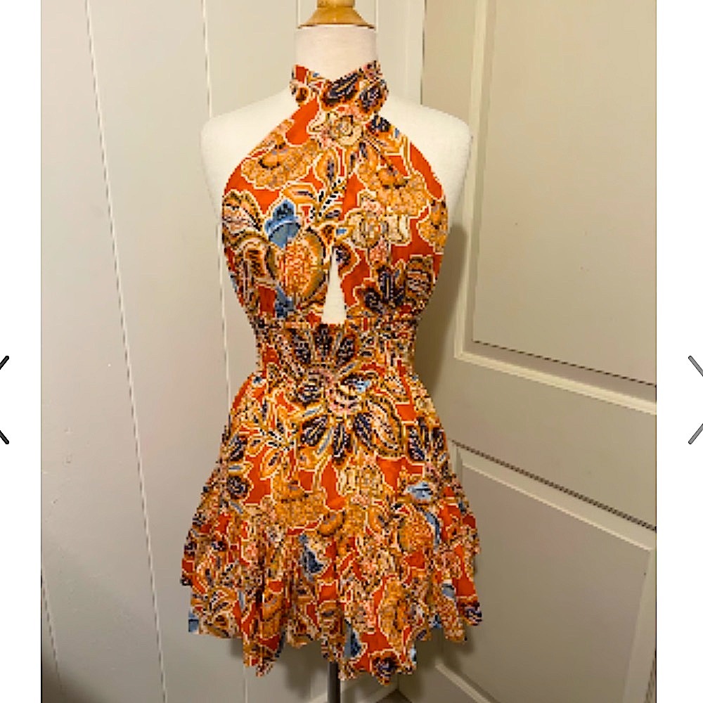 NWT Misa Los Angeles Tula Floral Poplin Halter Mini Dress - Picture 7 of 11